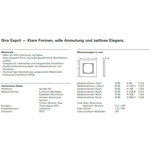 0212122 GIRA RAHMEN 2-FACH ESPRIT GLAS UMBRA Produktbild Additional View 1 L