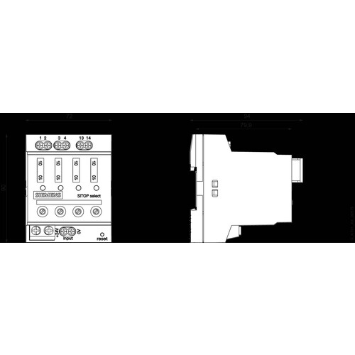 6EP1961-2BA00 SIEMENS SITOP SELECT DIAGNOSEMODUL 4-KANAL DC 24V/DC 24V/10A Produktbild Additional View 2 L