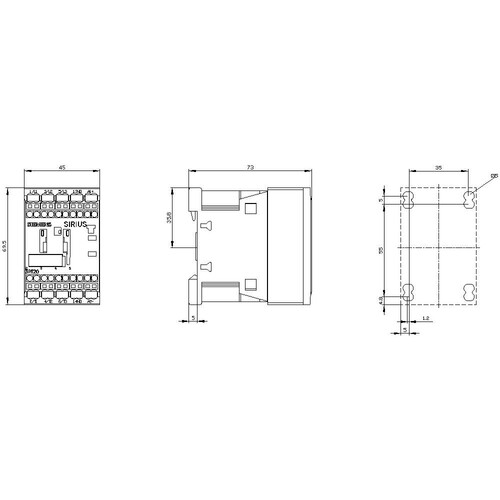 3RT2015-2BB41 Siemens Schütz AC-3 1S 3KW/400V DC 24V 3P BGR.S00 Federzugansch Produktbild Additional View 2 L