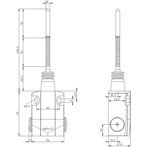 3SE5122-0CR01 SIEMENS Positionsschalter metall, 56mm Federstab, Sprungkontakte Produktbild Additional View 2 L