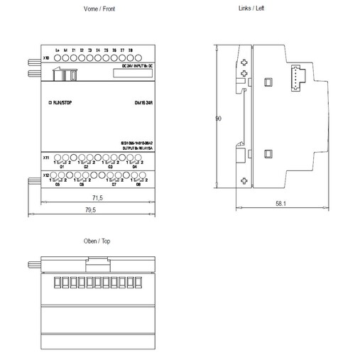 6ED1055-1NB10-0BA2 SIEMENS LOGO DM16 24R Erw.-Mod., 24VDC/24VDC/REL. 4TE 8DE/8DA Produktbild Additional View 2 L