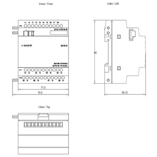 6ED1055-1CB10-0BA2 SIEMENS LOGO DM16 24 Erw.-Mod., 24VDC/24VDC/TRANS 4TE 8DE/8DA Produktbild Additional View 2 L