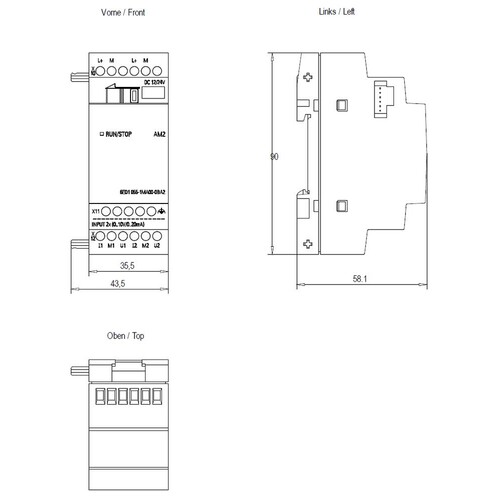 6ED1055-1MA00-0BA2 SIEMENS LOGO! AM2 Erw.-Mod., DC 12/24V, 2AE 0-10V/4-20mA Produktbild Additional View 2 L