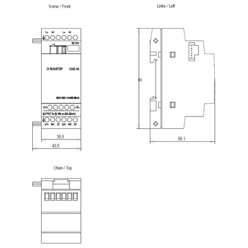 6ED1055-1MM00-0BA2 SIEMENS LOGO! AM2 AQ Erw.-Mod., DC 24V, 2AA 0-10V/4-20mA Produktbild Additional View 2 L