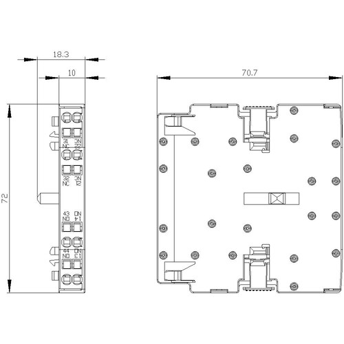 3RH1921-2DE11 SIEMENS Hilfsschalterblock DIN EN 50012 1S+1OE Produktbild Additional View 2 L