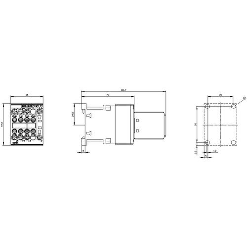 3RT2015-1BB44-3MA0 Siemens Schütz Schraubans. AC-3 3KW/400V 2S+2OE DC 24V Produktbild Additional View 2 L