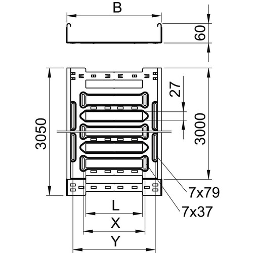 6059029 OBO MKSM650FT Kabelrinne gelocht mit Schnellverbinder, 60x500x3050mm Produktbild Additional View 1 L