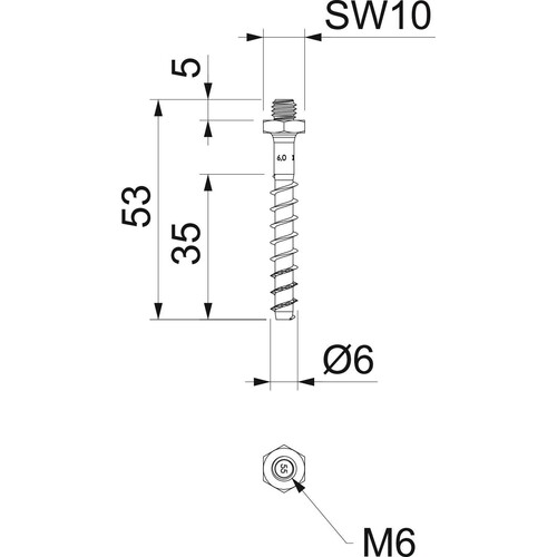 3498264 Obo Brandschutz-Schraubanker M6 MMS-plusST 6x55mm, Sechskant SW10 m Produktbild Additional View 1 L