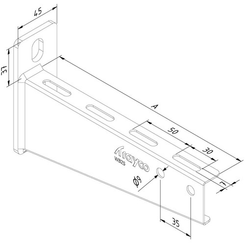 14989 Trayco WB25-0600-DG Wandausleger 600 Produktbild Front View L