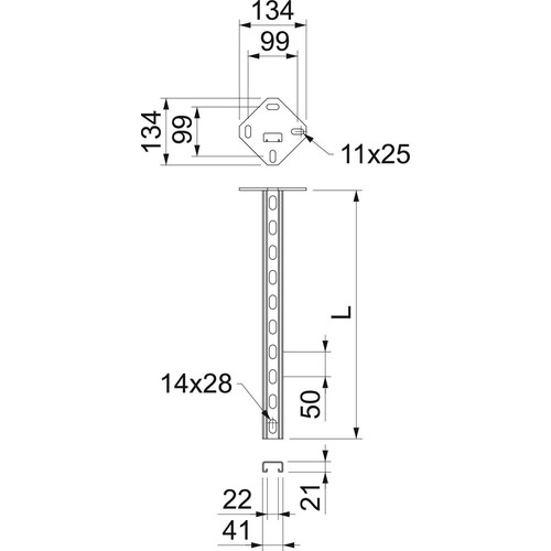 6342756 OBO Hängestiel mit angeschweiß. Kopfplatte 41x21x500 tauchfeuerverzinkt Produktbild Additional View 1 L