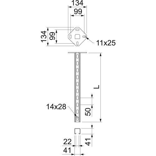 6342784 OBO Hängestiel mit angeschweißt. Kopfplatte 41x41x400 tauchfeuerverzinkt Produktbild Additional View 1 L