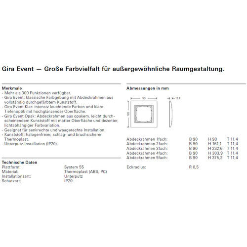 0211763 Gira Abdeckrahmen 1-Fach für reinweiss Event klar braun Produktbild Additional View 1 L