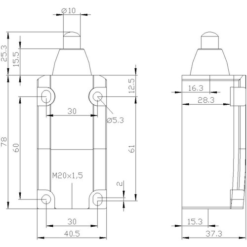 3SE5112-0CC02 Siemens Positionsschalter Metall 1S/1Ö Kuppenstössel Edelstahl Produktbild Additional View 2 L