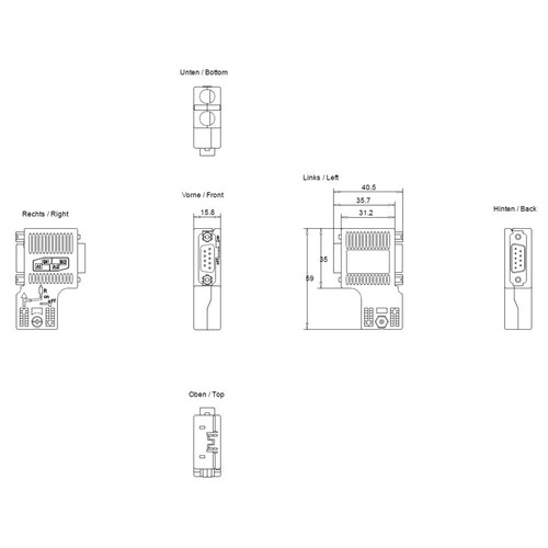 6ES7972-0BB52-0XA0 Siemens Simatic DP, Anschlussstecker für Profibus Produktbild Additional View 2 L