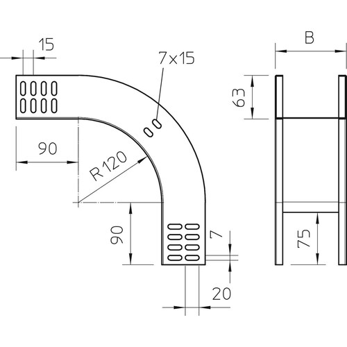 7007063 OBO RBV620FFS Vertikalbogen 90° 60X200 bandverzinkt Produktbild Additional View 1 L