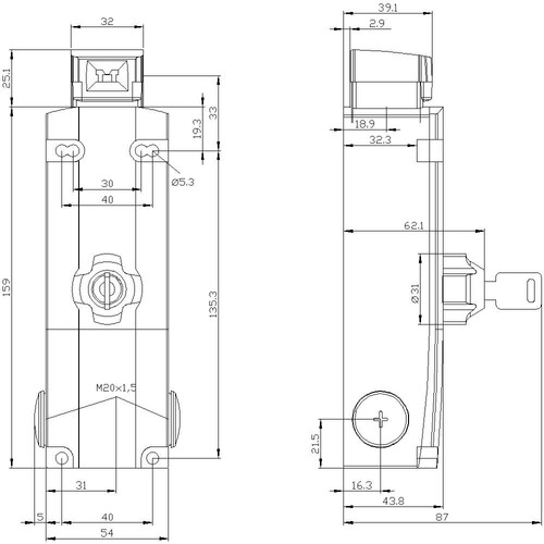 3SE5312-0SE11 Siemens Sicherheitspos. Schalter mit Zuhaltung 24VDC 2ö/1s Produktbild Additional View 2 L