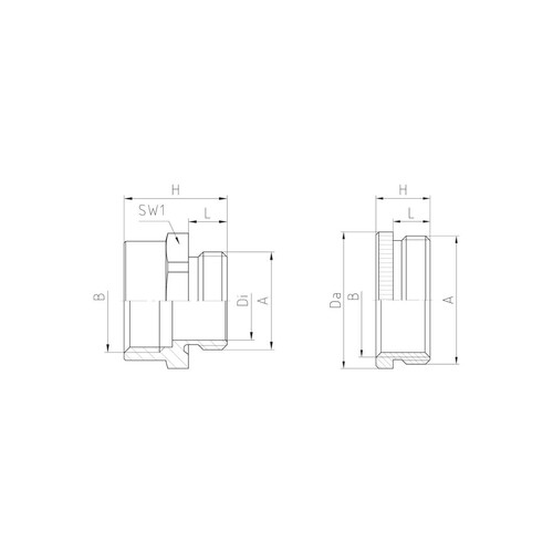 JPG29M40 JACOB Adapter AG/PG29-IG/ M40x1,5 Messing Produktbild Additional View 1 L