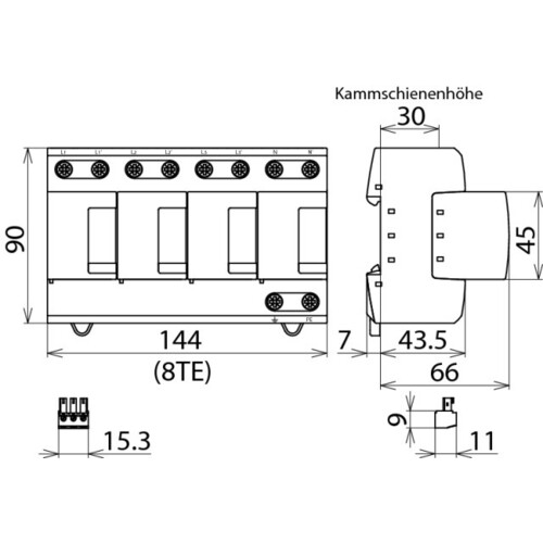 951405 DEHN Ventil M für 3-phasige TN-S Systeme Kombiableiter m.Fernmeldekontakt Produktbild Additional View 2 L