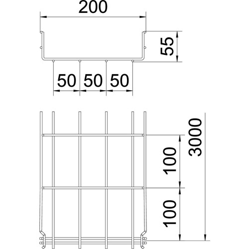 6001076 OBO Gitterrinne Magic GRM 55/200 V2A Edelstahl 55x200x3000mm Produktbild Additional View 1 L