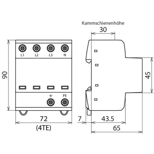 941400 DEHN Basis-Kombiableiter Typ 1 DEHNshield f. 3phasige TN-S-Systeme Produktbild Additional View 3 L