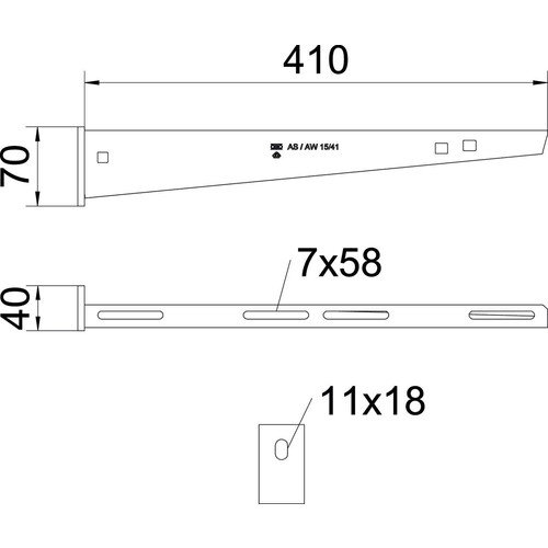 6420745 OBO Wand- und Stielausleger B=410mm  AW 15/41 FT Produktbild Additional View 1 L