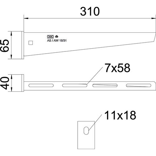 6392024 OBO Wand- und Stielausleger 310mm V4A Edelstahl AW 15/31 VA4571 Produktbild Additional View 1 L