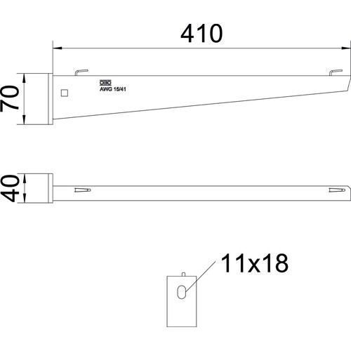 6420634 OBO Wand- und Stielausleger 410mm V2A Edelstahl AWG 15/41 VA4301 Produktbild Additional View 1 L