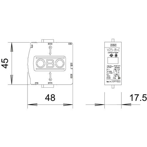 5095603 Obo C 25-B+C Blitzstromableiter zwischen N gegen PE Produktbild Additional View 1 L