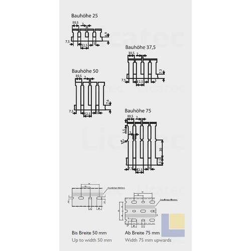 7642-1 LICATEC TERMINAL DIN VERDRAHTUNGSKANAL 50 X 75 B X H Produktbild Additional View 1 L