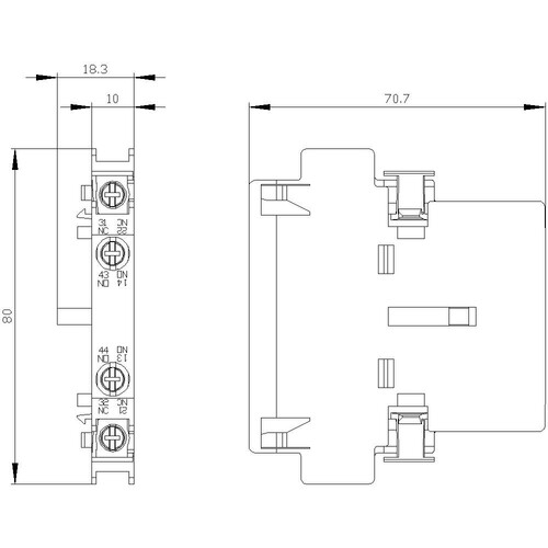 3RH1921-1DA11 Siemens Hilfsschalterblock 1S+1Ö Produktbild Additional View 2 L