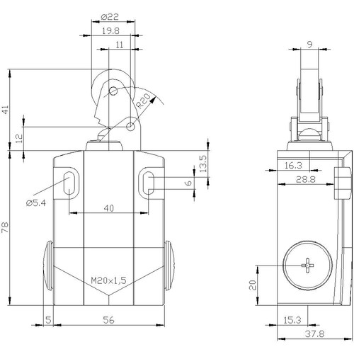 3SE5122-0CE01 Siemens Positionsschalter nur von rechts anfahren Produktbild Additional View 2 L