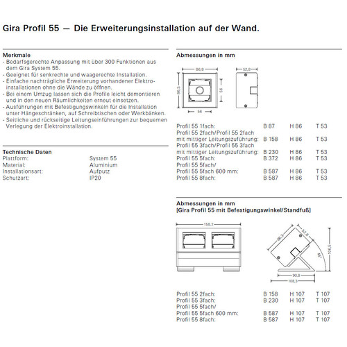 136427 Gira Profil 55 5fach reinweiß lackiert Produktbild Additional View 1 L