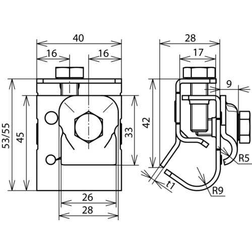 339067 Dehn Dachrinnenklemme m.Klemmbock CU 40/2 Produktbild Additional View 1 L