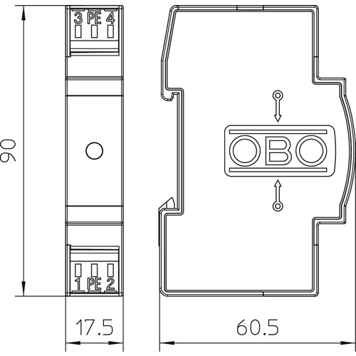 5097607 Obo Überspannungsschutz für Sprechanlage 24V VF24-AC7DC Produktbild Additional View 1 L