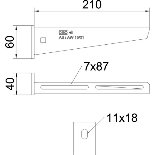 6421024 Obo AW 1521 VA4301 Wand- und Stielausleger 210mm Produktbild Additional View 1 L