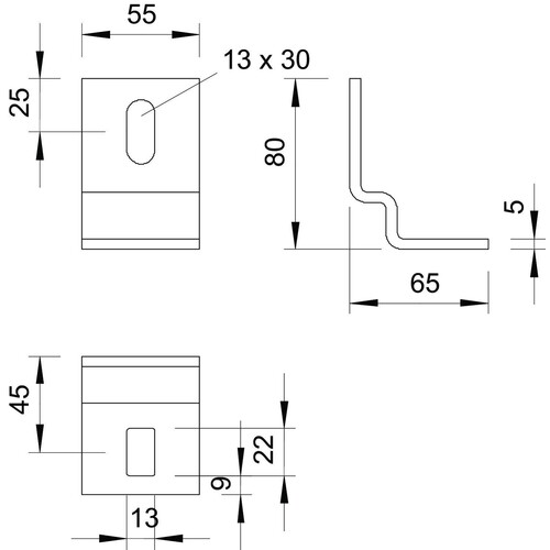 6019528 OBO BW 80 55 FT Befestigungs- winkel 80x65 St für IS 8-Stiel Produktbild Additional View 1 L