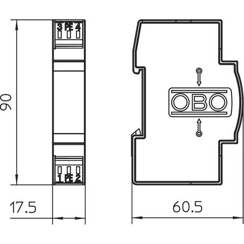 5097976 OBO TKS-B Blitzbarriere 120V AC Produktbild Additional View 1 L