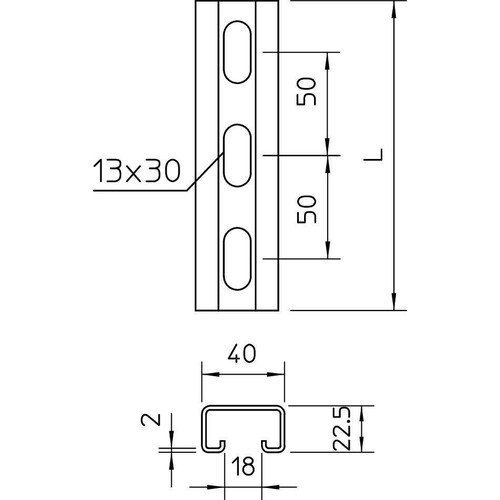 1121979 OBO Profilschiene gelocht E30 CPS 4L 2M FT Produktbild Additional View 1 L