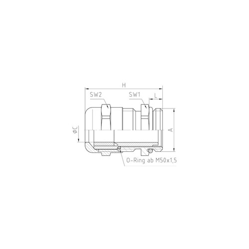 50.650 M-L JACOB Perfect-Kabelverschraub MSNI IP68 Gewinde lang M50x1,5 Produktbild Additional View 1 L