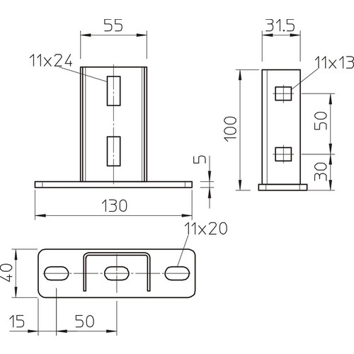 6348874 OBO KU 3 FT Kopfplatte für US 3-Stiel Produktbild Additional View 1 L