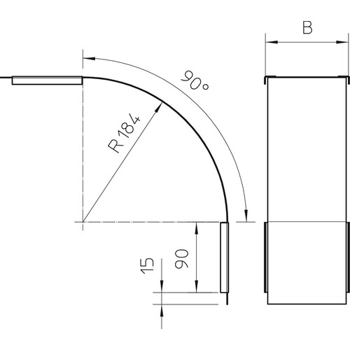 7130860 OBO DBV 60 200 F FS Deckel für Vertikalbogen 90° B200mm fallend Produktbild Additional View 1 L