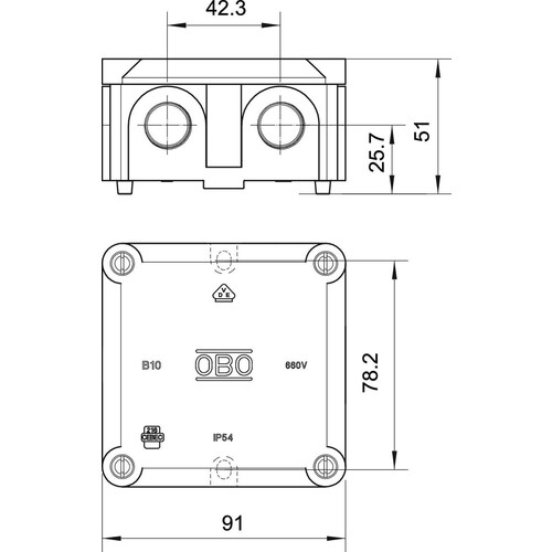 2002167 Obo B10M VDE leer Fr Ap Dose 80X80x39mm Produktbild Additional View 1 L