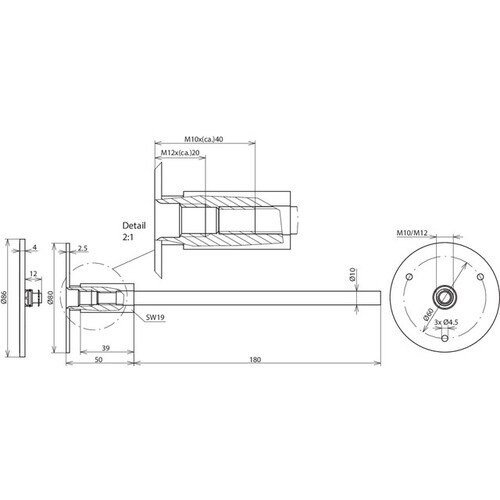 478019 Dehn Erdungsfestpunkt Niro M10/M12 Anschlusspl.80mm Produktbild Additional View 2 L