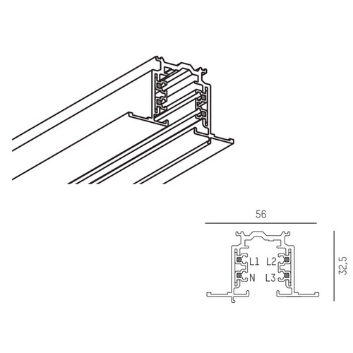 208-19105203 MOLTO HV-Stromschiene Einbau 2m weiß Produktbild Additional View 1 L