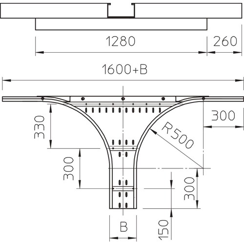 6098804 OBO WRAA 163 FS Anbau-Abzweigst. 160x300 St. für Weitspannkabelrinne 160 Produktbild Additional View 1 L