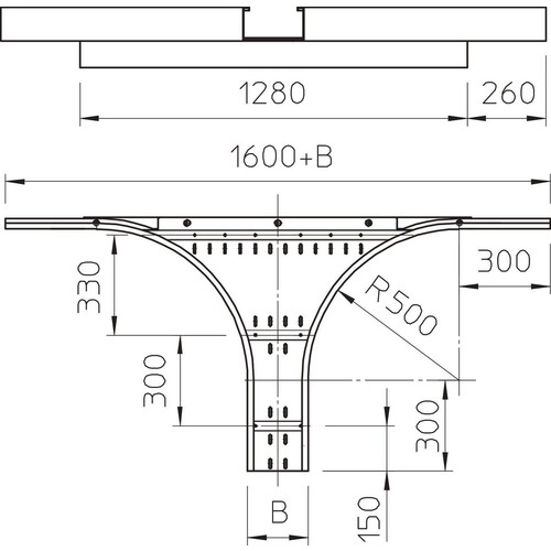 6098816 OBO WRAA 166 FS Anbau-Abzweigst. 160x600 St. für Weitspannkabelrinne 160 Produktbild Additional View 1 L