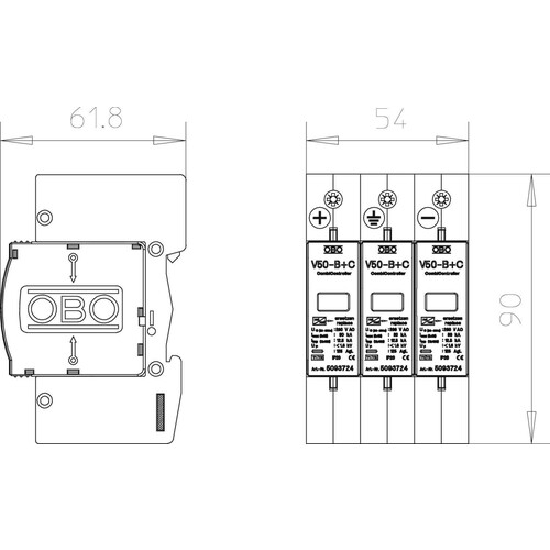 5094608 OBO Überspannungs-Ableiter V20-C 3-PH-1000V DC Produktbild Additional View 1 L