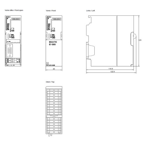 6ES7314-1AG14-0AB0 SIEMENS Simatic S7-300 CPU 314 m. MPI integ.Stromversorg Produktbild Additional View 1 L