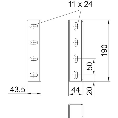 6018505 OBO VUS 5 FT U-Stiel-Verbinder 200x44 St inkl. Flachrundschrauben Produktbild Additional View 1 L