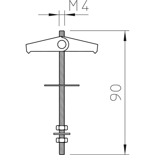 3481611 OBO Federklappdübel M4 95MM gerade M. U-SCHEIBE UND MUTTER Produktbild Additional View 1 L